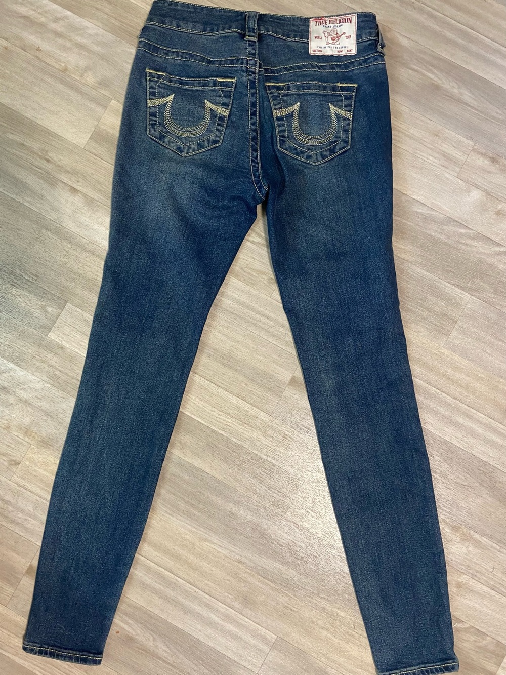 True Religion Jennie Curvy Mid Rise Supper Skinny Jeans Gold Logo Women's 23